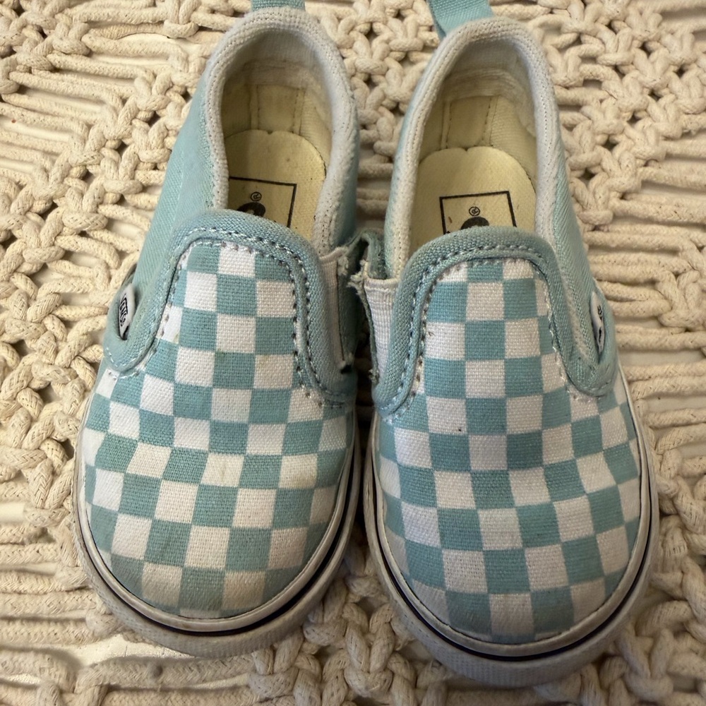 Toddler Vans Slip-On Sneakers - Light Blue and White